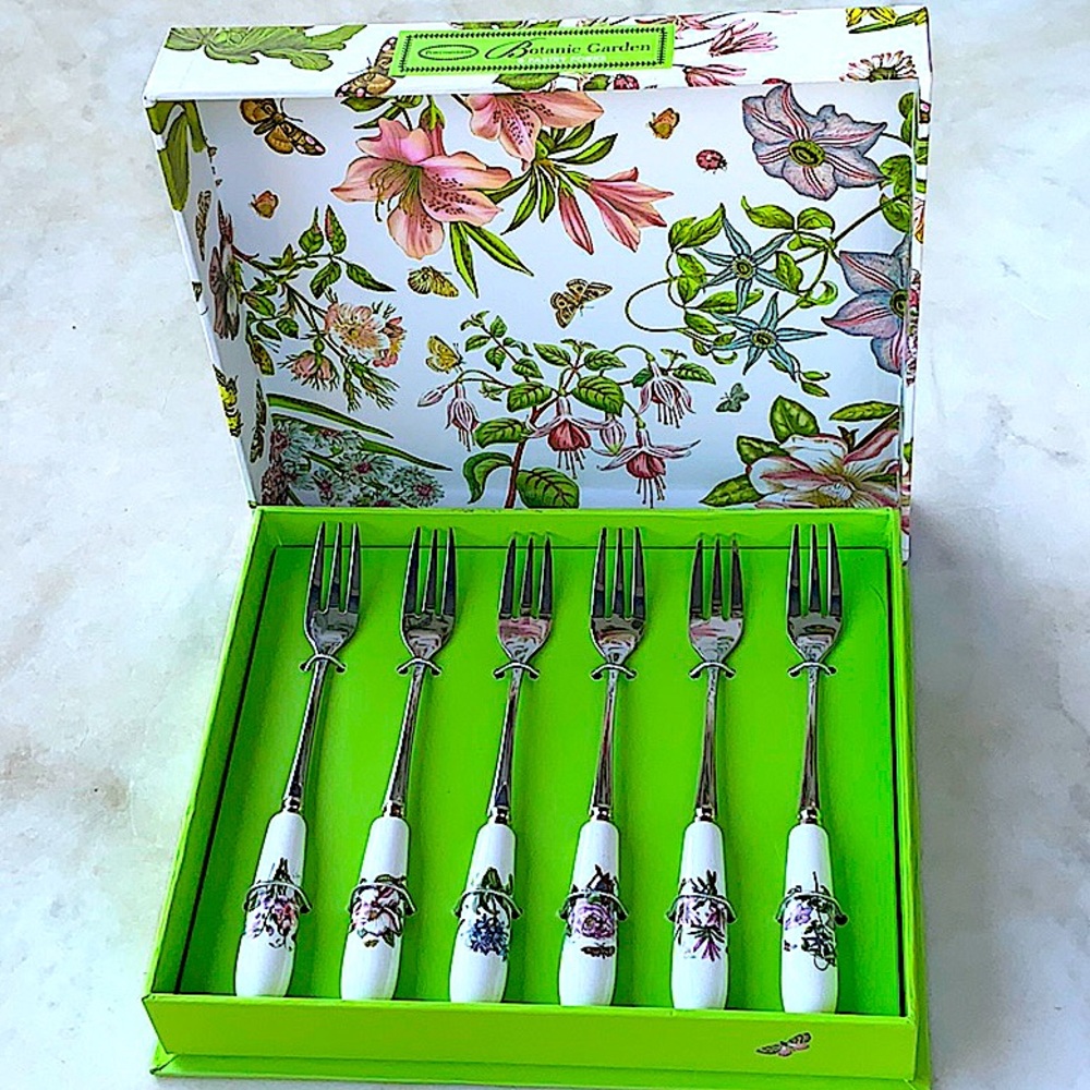 PORTIMEIRION BOTANIC GARDEN SET OF 6 PASTRY FORKS